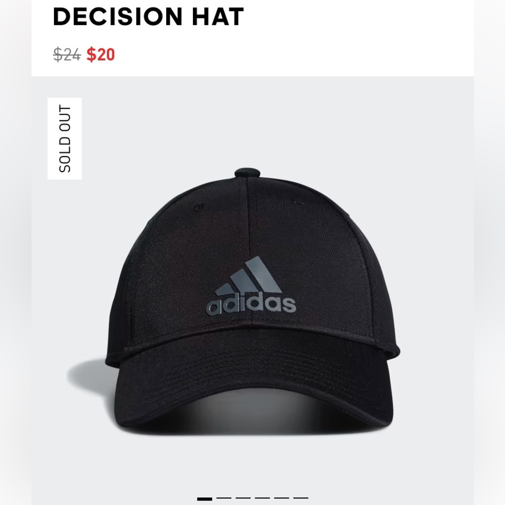 NWOT Unisex Adidas Black Decision Hat